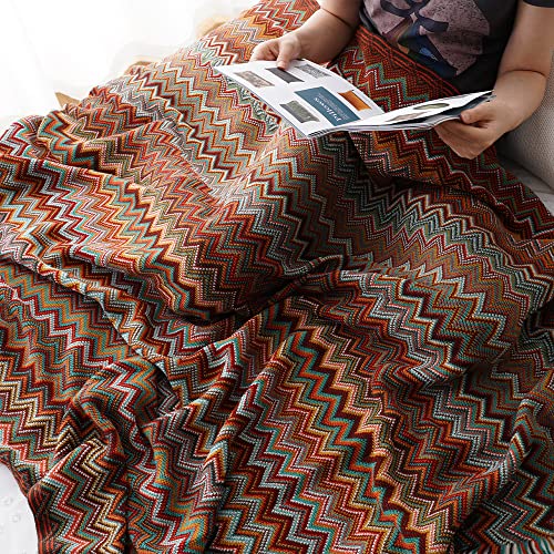 Battilo Home Boho Blanket For Couch, Rust Red Knit Throw Blanket For Bed Sofa, Lightweight Bohemian Throw Blanket With Tassel, Soft Cozy Boho Blankets, 50"X60" (Dust Red) #TOP5