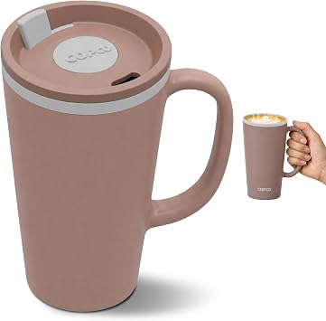 Copco 16 Oz Cone Desk Mug - Twist-Off Lid, Handle & Slide Tab Brown
