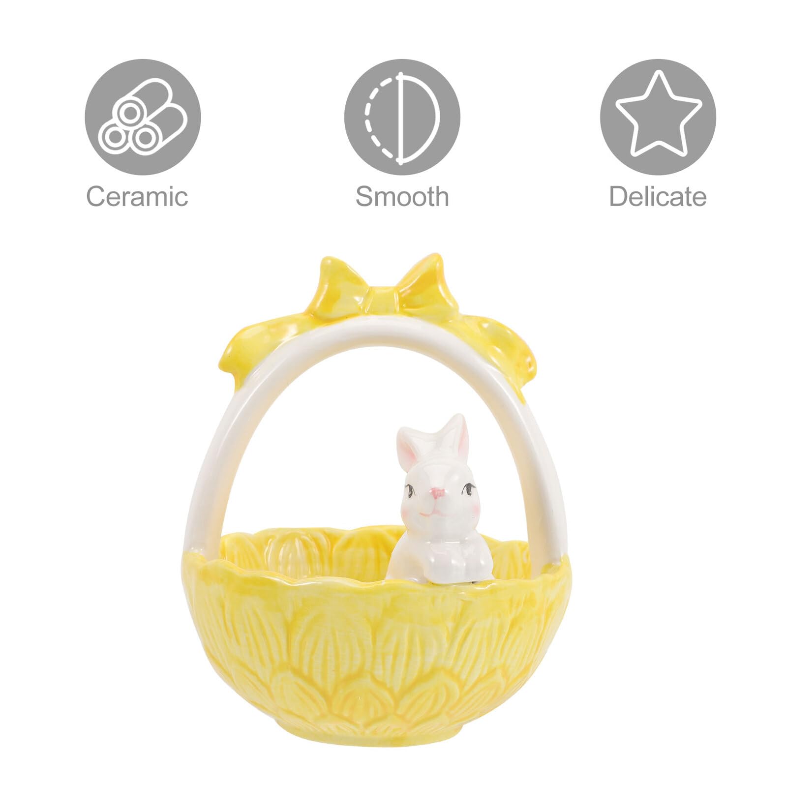 Artibetter Decorazione Pasquale in Ceramica a Forma di Cestino Coniglio Adorabile per Desktop e Casa delle Bambole