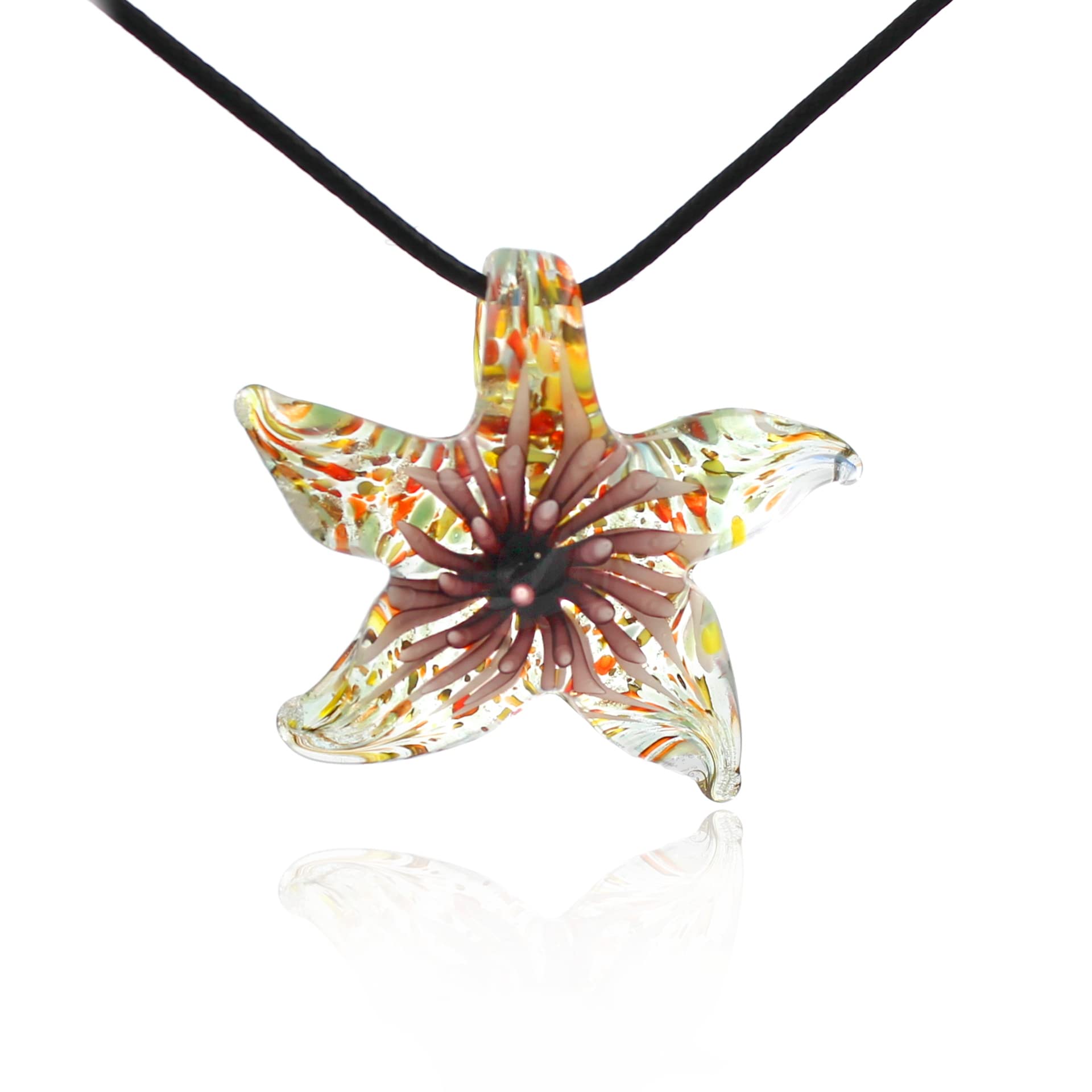 BESHEEKMurano Inspired Animal Blown Glass Pendant Necklace for Women Handcrafted Artisan Hypoallergenic Italian Style Jewelry
