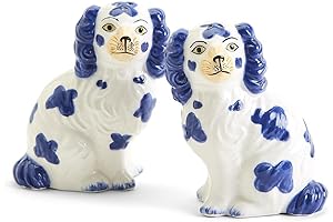 Staffordshire Dog Salt and Pepper Shaker Set - Hand-Painted Ceramic