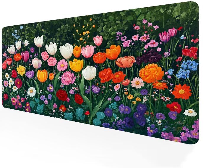 Tapis souris XXL 900x400mm pour ordinateur et PC avec tapis de souris fleur antidérapant