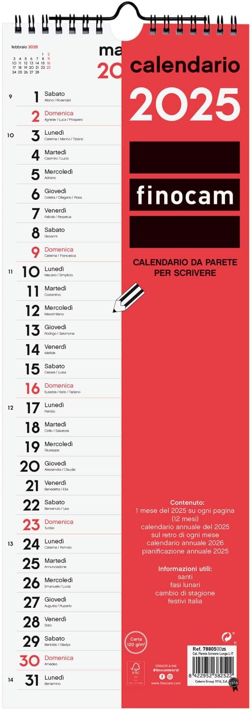 Calendario Da Parete 2025 XL A3 - 30x42 Cm Con Santi, Lune E Spazio Per Appunti - Foto 5