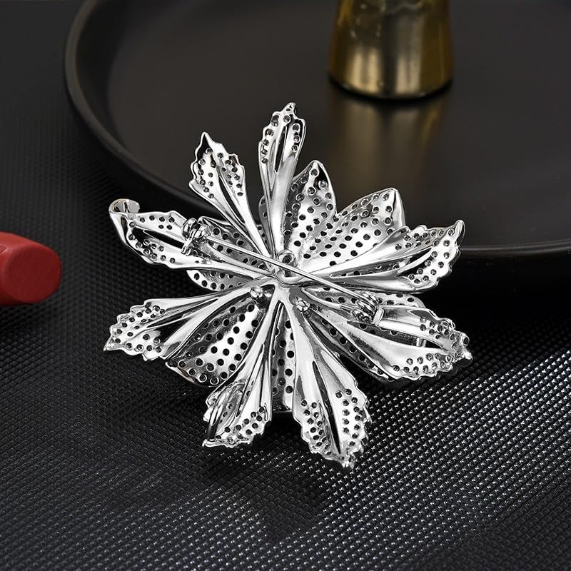 Image of Rhinestone Flower Brooch Austrian Crystal Flower Pin 18k Gold Plated Floral Brooch Lapel Pin Jewelry Mother's Day Birthday Gifts for Mom Wife