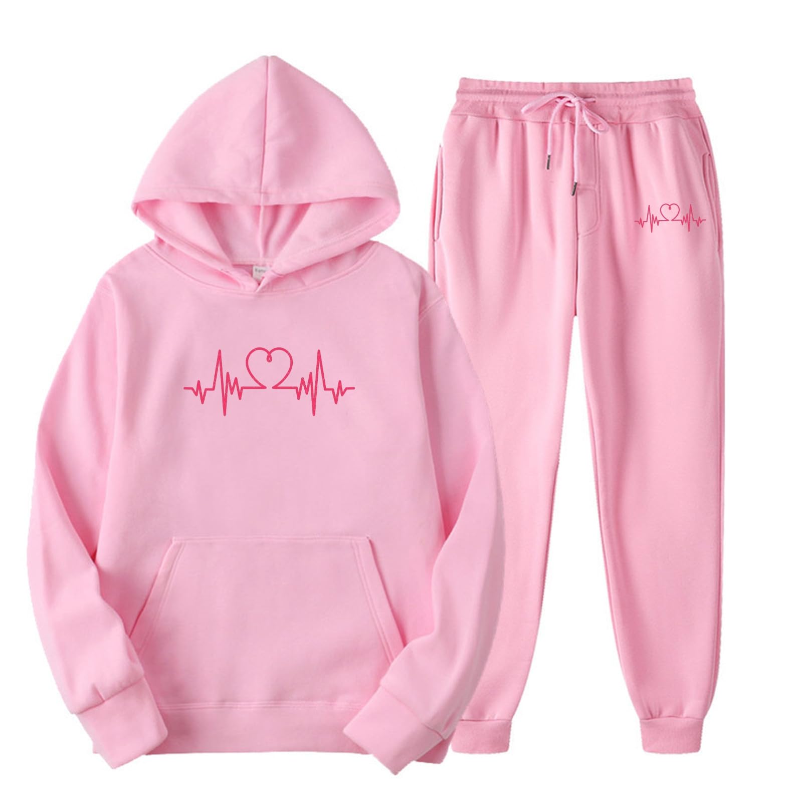 Generisch Tuta da allenamento comoda e casual, outfit in due pezzi con cappuccio e pantaloni da jogging per viaggi e yoga