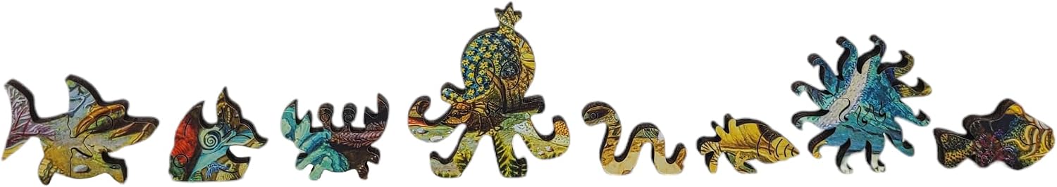 Large Format Wooden Puzzle for Adults and Seniors - Large Pieces Puzzle - Uniquely Shaped Pieces - Made in The USA by FoxSmartBox - 212 Pieces - Ocean Life