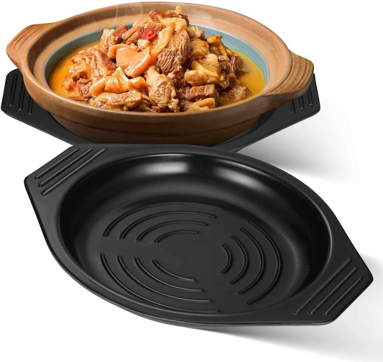 UPKOCH Heat Resistant Casserole Tray 8.46X7.08 Inch Thickened Pot Base Tray Non Slip Casserole Pot Holder for Kitchen Dining Table Mat Protecting Surfaces from Hot Pots and Baking Trays