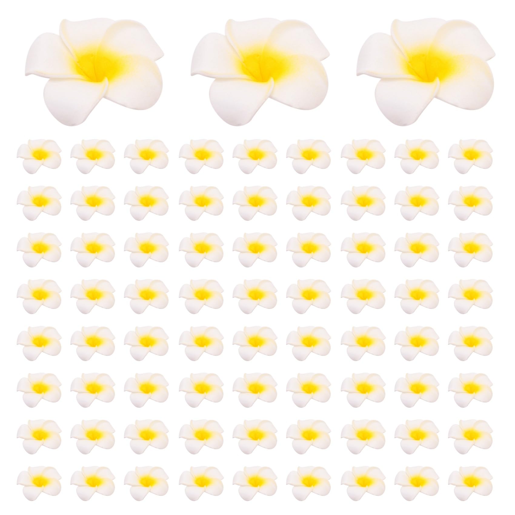 Hndhbfgrt 600Pcs White Foam Hawaiian Frangipani Artificial Plumeria Flower Petals Cap Hair Hat Wreath DIY Wedding Decoration 5cm