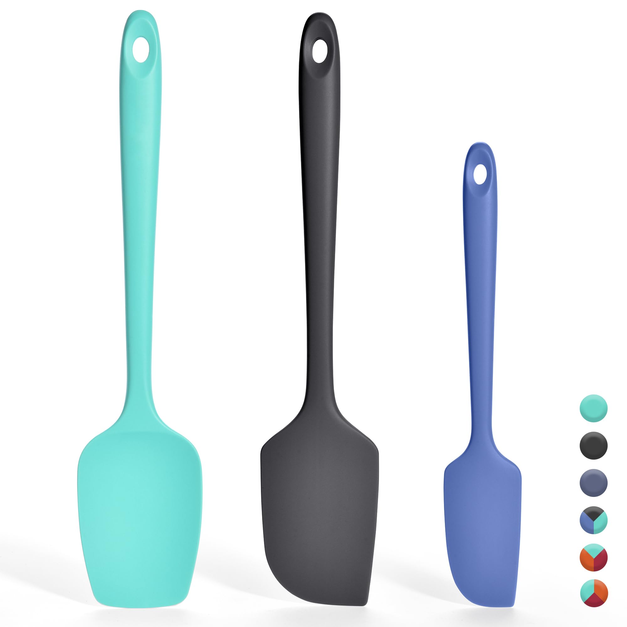 Ironberry Silicone Spatula Set of 3: 600ºF Heat Resistant Food Grade Premium Seamless Kitchen Essential Cooking Utensil, Nonstick Rubber Turner for Scraping, Mixing, Scrambling (Color-3)