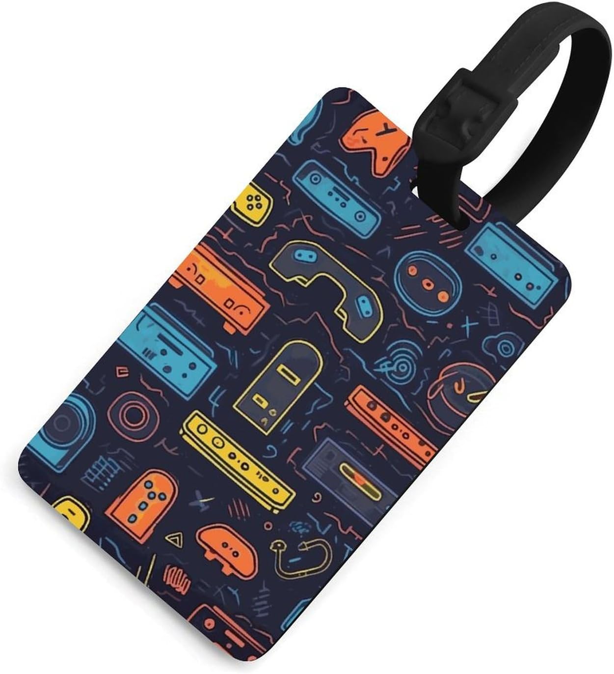 Game Video Gaming Pattern Luggage Tag with Name ID Card Leather Waterproof Suitcase Tags Travel Accessories for Adult Women Men