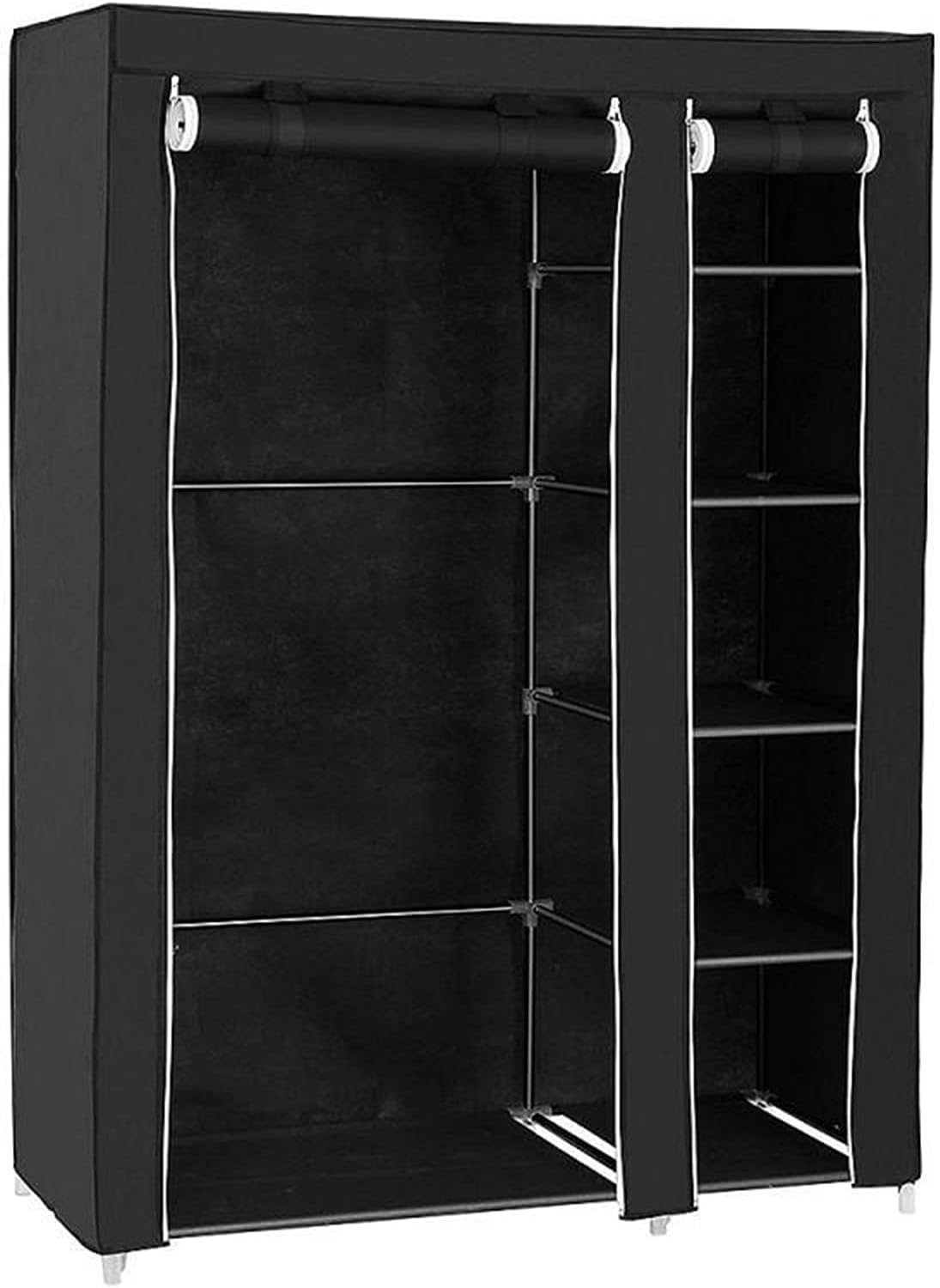 Wardrobe Black Canvas Closet Wardrobe Household Portable ​Clothes Shoe Storage Organizer Shelf Rack Fabric Bedroom Furnitur Wardrobe Rack (Color : 1PC)