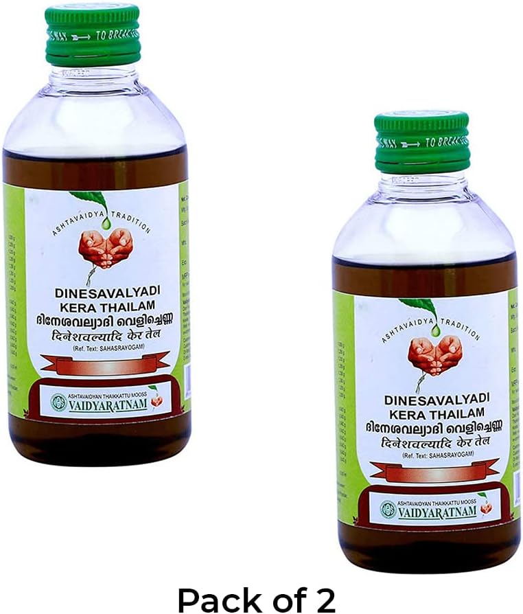 Vaidyaratnam Ayurvedic Products Dinesavalyadi Kera Thailam 200 ml (Pack of 2)