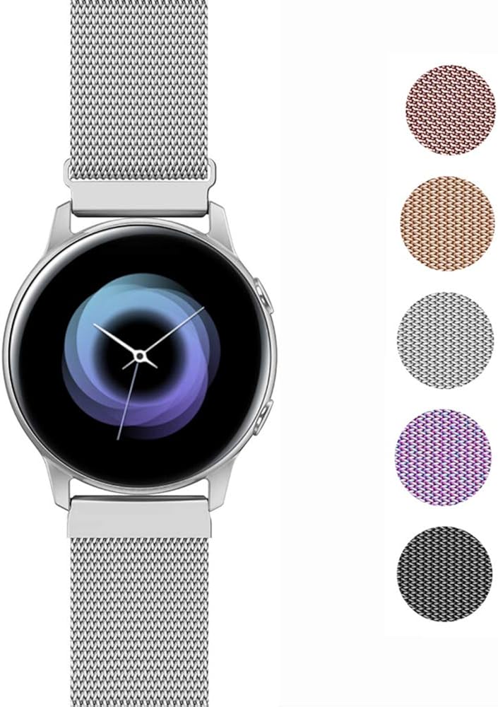 JOHIPI Compatible with Samsung Galaxy Watch 4 40mm 44mm/Watch 4 Classic 46mm 42mm/Watch 5 40mm 44mm Pro 45mm/Active 2/Watch 42mm/Watch 3 41mm/Active 40mm Bands, 20mm Stainless Steel Mesh Loop Strap
