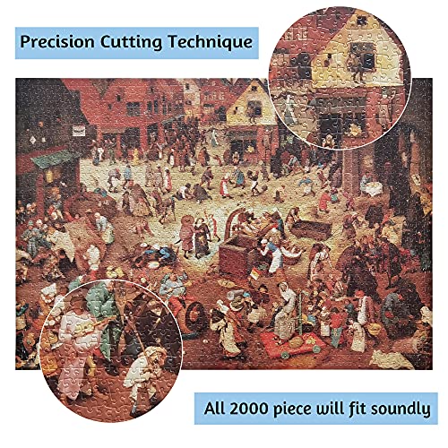 MISITU Klassische Puzzles 2000 Teile für Erwachsene, Gemälde von Pieter Bruegel der Ältere Kinder Große Puzzle ab 14… – Bild 4