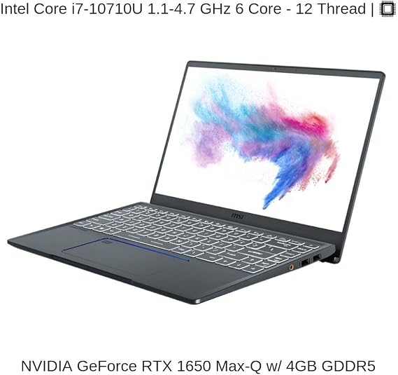 HIDevolution MSI Prestige 14 A10SC 14 UHD, Grey with Blue Diamond Cut, 1.1 GHz i7-10710U, GTX 1650 Max-Q, 16GB 2133MHz RAM, 1TB PCIe SSD