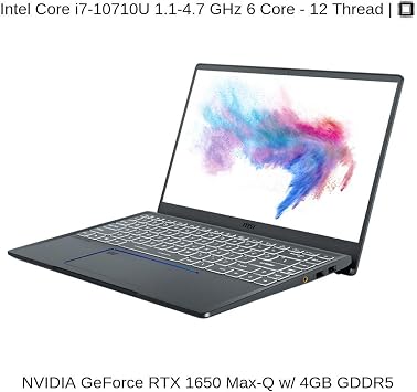 HIDevolution MSI Prestige 14 A10SC 14 UHD, Grey with Blue Diamond Cut, 1.1 GHz i7-10710U, GTX 1650 Max-Q, 16GB 2133MHz RAM, 1TB PCIe SSD