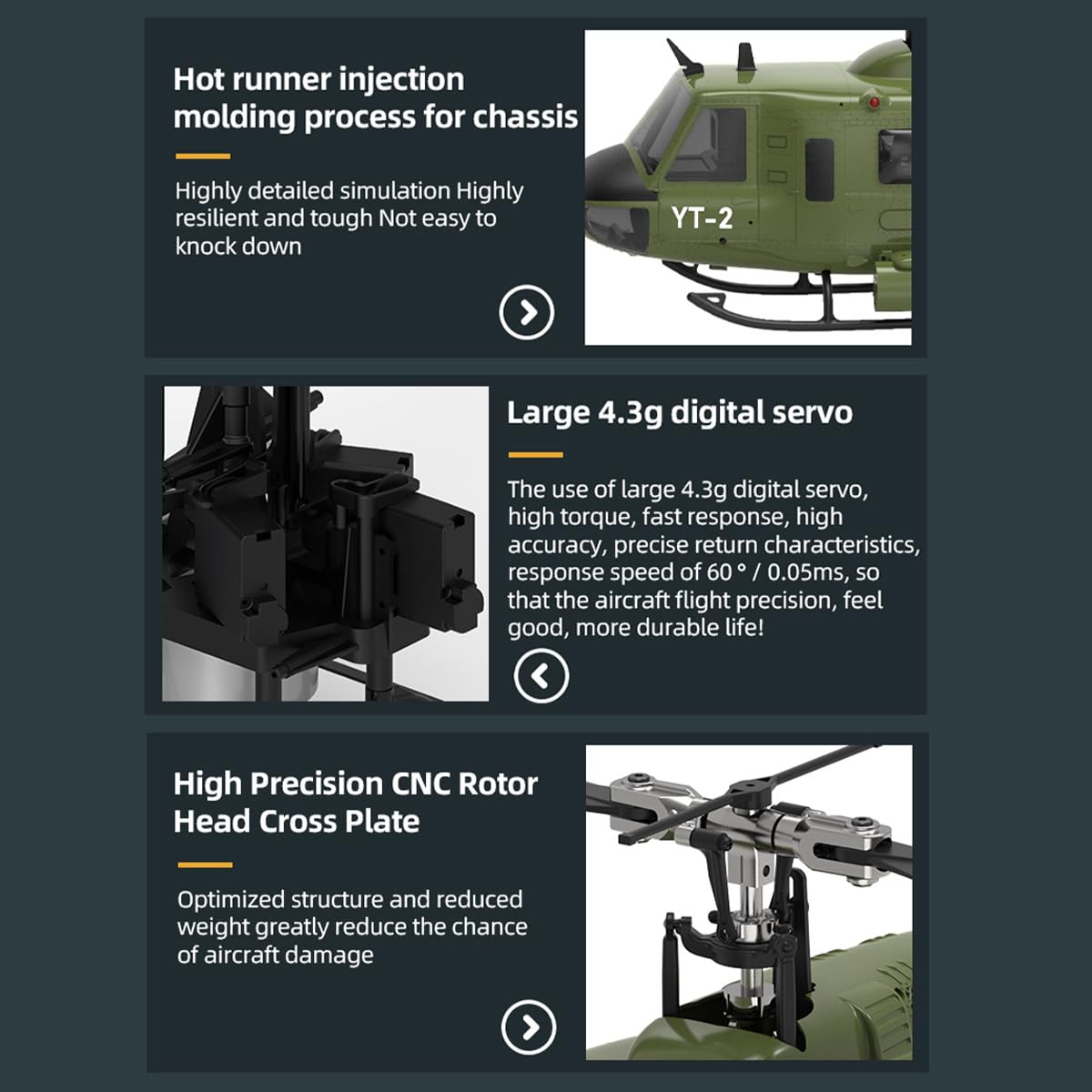 Lunaro UH-1 Huey RC helikopter z GPS, YU XIANG F07-V helikopter wojskowy w skali 1/34 dla dorosłych, do użytku wewnątrz i na zewnątrz, ze stabilizatorem i potężnymi silnikami