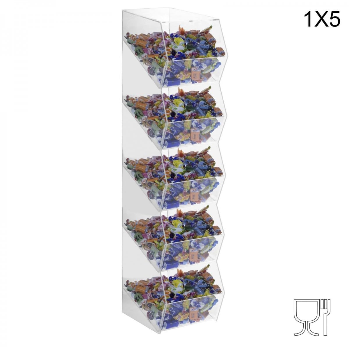 Bonbon-Schütte aus Plexiglass, transparent, OHNE Türchen, à 5 Etagen