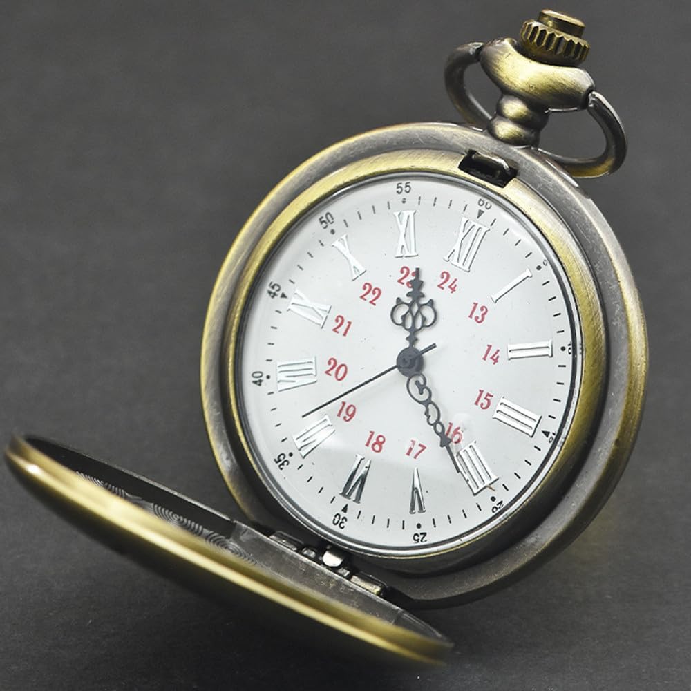 MINILUJIA Personalized Men Pocketwatch with Chain Hollow Gear Women Pocket Watch Exquisite Engraved Back Vintage Skeleton Quartz Watch