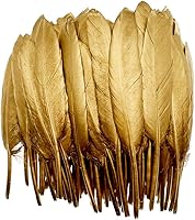 Vista 11 de LONDGEN 50 plumas de ganso naturales de 4 a 6 pulgadas para manualidades, boda, hogar, fiesta, decoración de plumas doradas y cajas de regalo