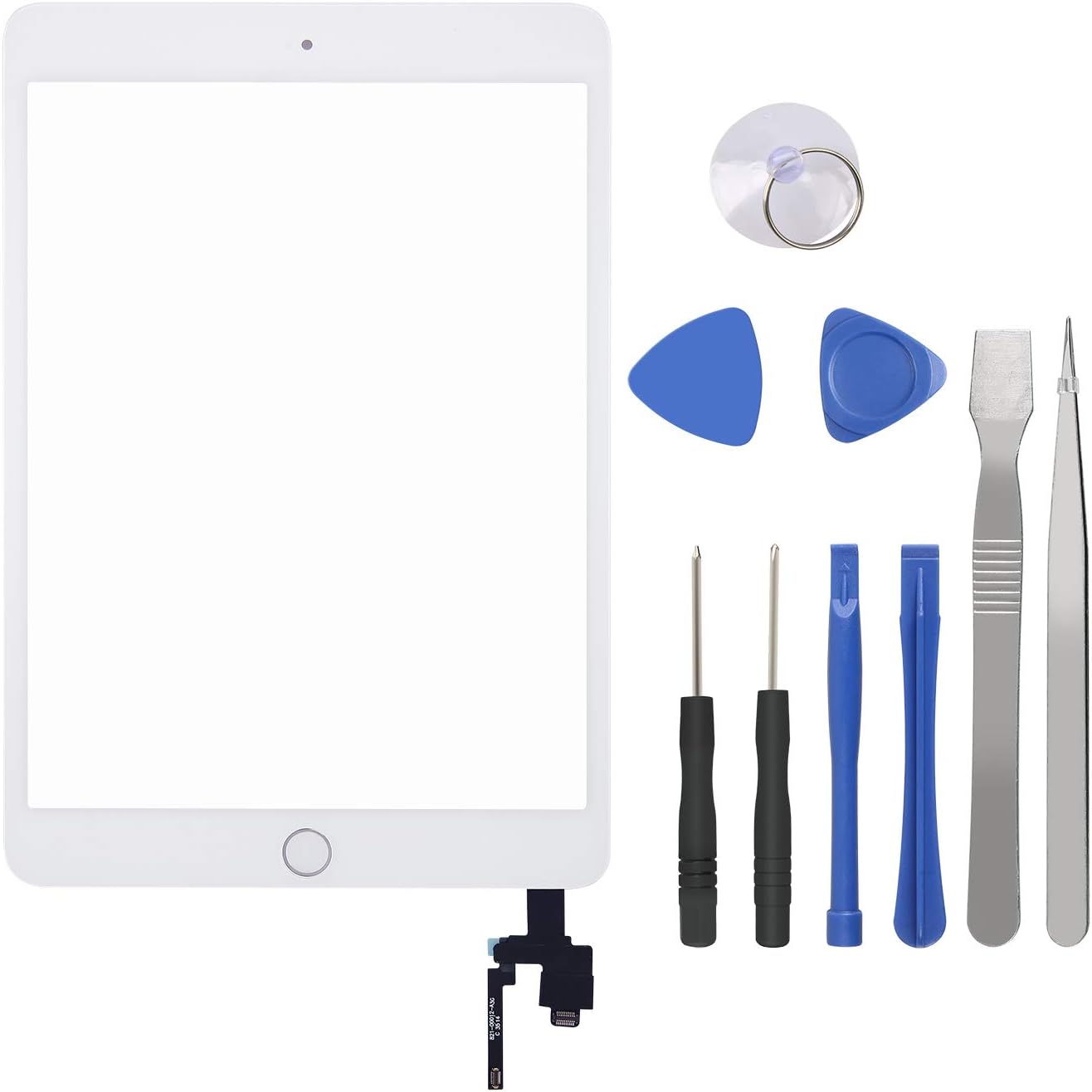 Touch Screen Digitizer for iPad Mini 3-3rd Generation iPad Mini Front Glass Replacement with Home Button & Tool Repair Kit (A1599, A1600) - White