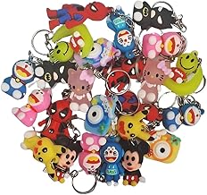Cute Cartoon Silicon Soft Rubber Keychains Multicolored For Home,Office School Birthday Return Gift. Pack of 12 Mix Designs