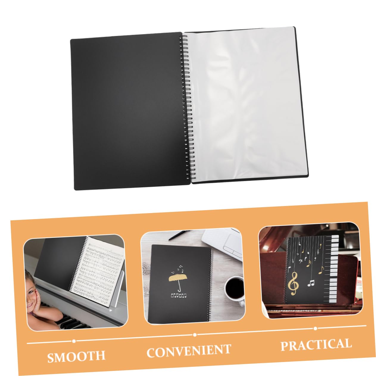 BESPORTBLE Music Folder Transparent Insert Pages Music Binder for Organizing Piano Scores Sides Music File Organizer for Students and Musicians