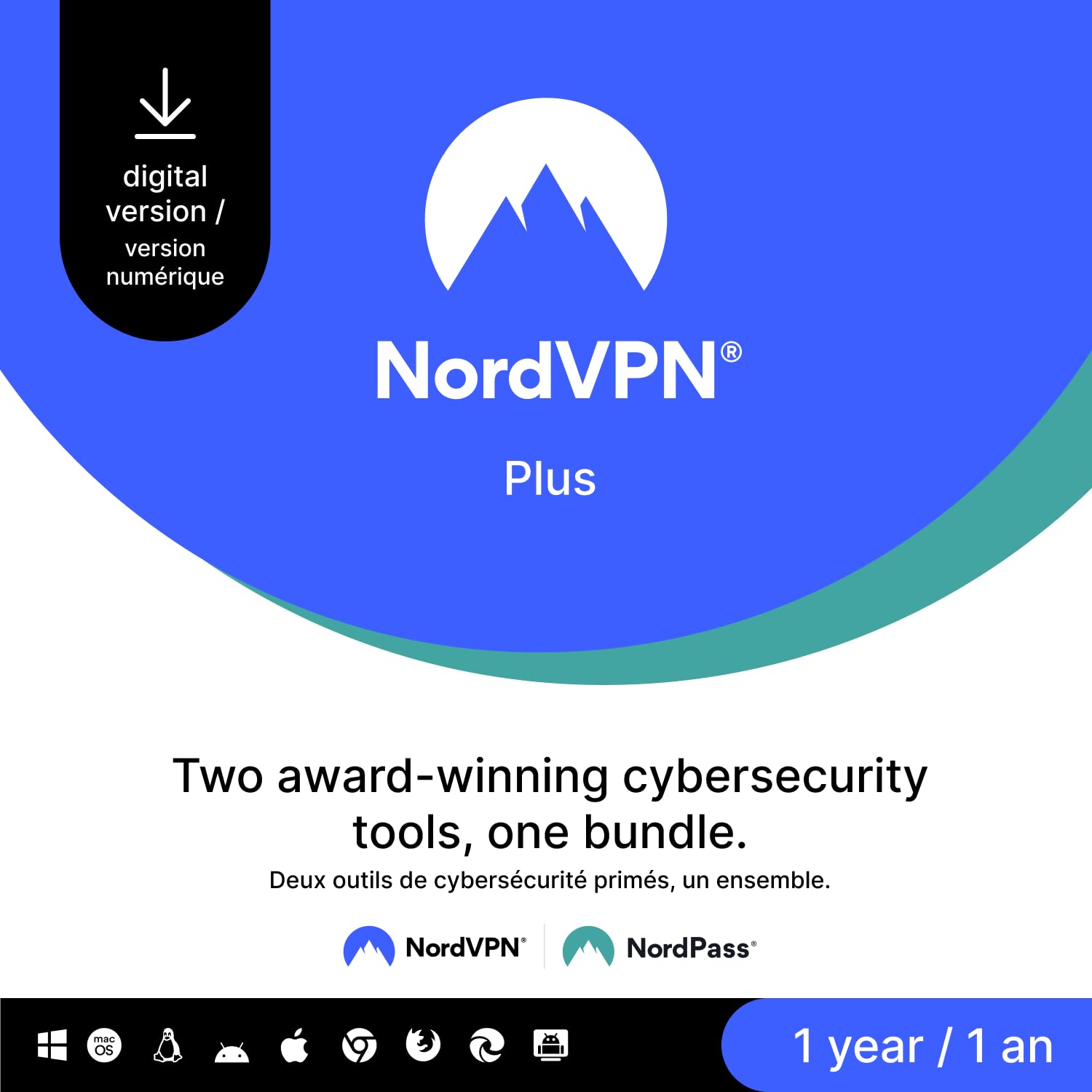 NordVPN Plus  10 Devices  1-Year  VPN & Password Manager Software Bundle  Digital Code