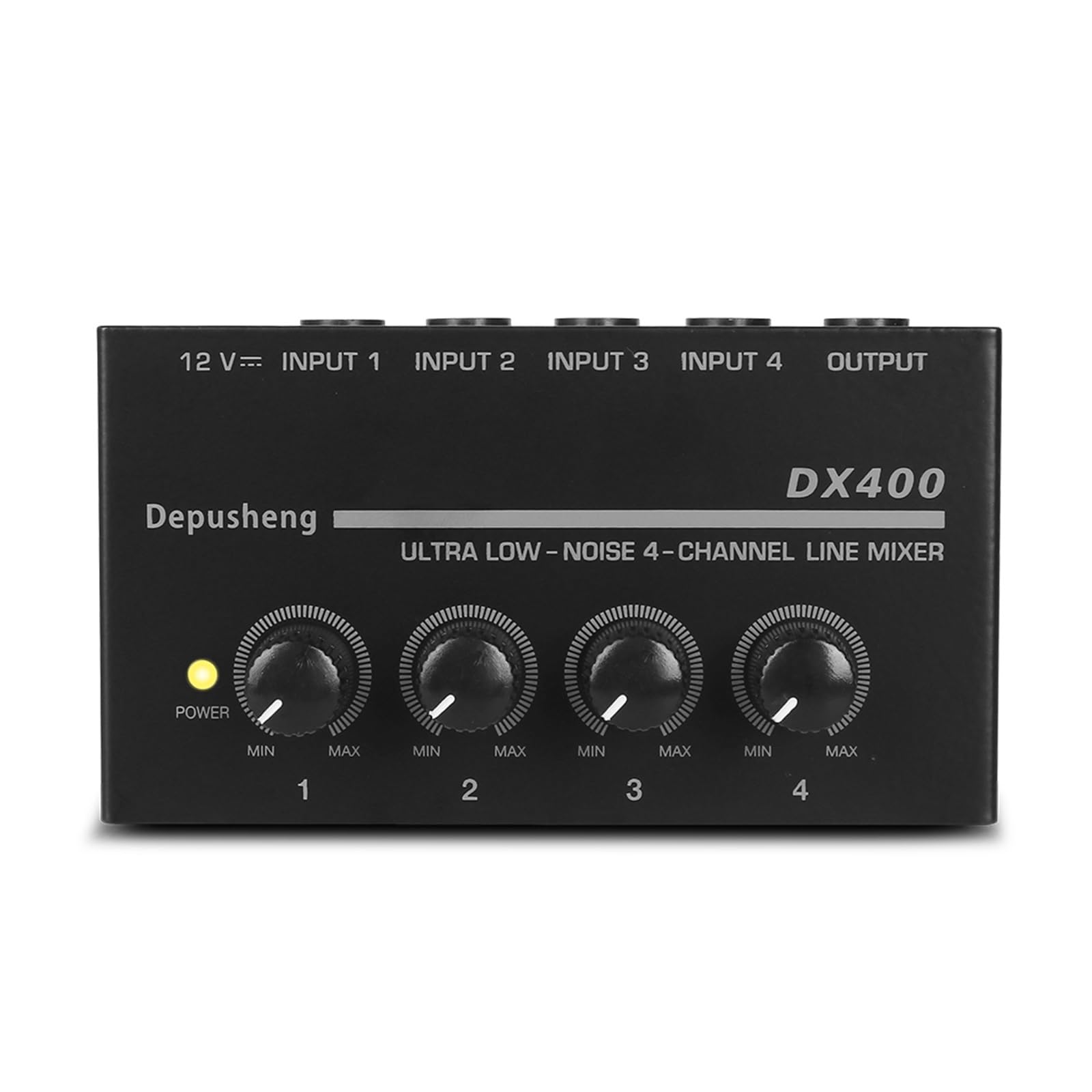 Mezclador de audio, Mezclador de línea 4 canales ruido ultrabajo mejorado DX400 Mini mezclador sonido Fuente alimentación DC5V Fácil operación Dropshipping(DX400)