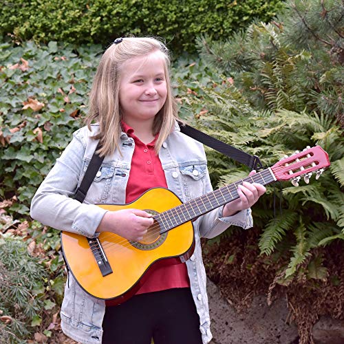 Image of 30 inch Natural Wood Guitar With Case and Accessories for Kids /Boys /Beginners