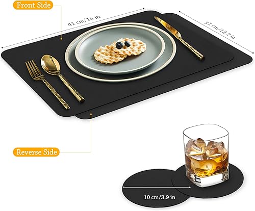 Miniatura 7 de Bacgnyer Juego de 4 manteles individuales con posavasos, resistentes a las manchas de calor, resistentes a los arañazos, antideslizantes,