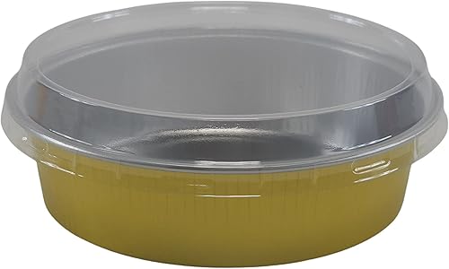 Miniatura 8 de KitchenDance - Juego de sartenes desechables para postres con tapas, moldes redondos de 4 pulgadas para hoteles y restaurantes, papel de aluminio