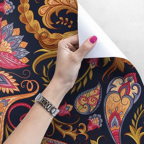 Fotomurale autoadhesivo Paisleyfulorange de 250x104 cm para pared 4