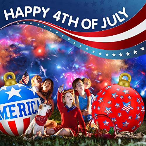 4 Pcs 24 Inch 4Th Of July Inflatable Decoration Giant Inflatable Ball Independence Day Blow Up Large Pvc Patriotic Indoor Outdoor Inflatables Ornament For Memorial Day Tree Yard Lawn Garden Porch Pool #TOP3