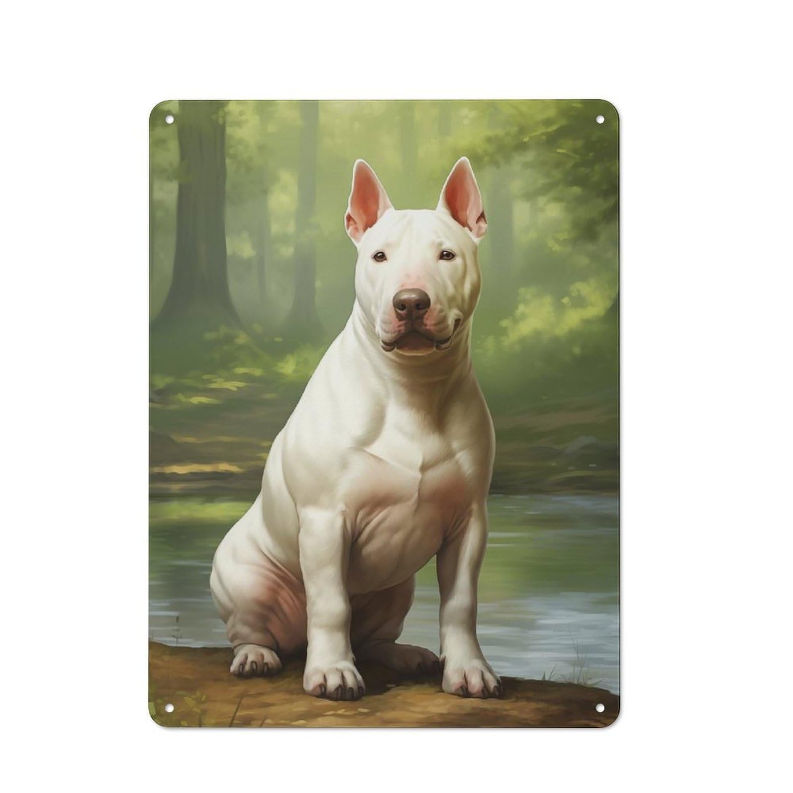 Junmoney Style-3 White Bull Terrier Retro-Style Tin Sign 40X30cm For Guest Room Or Hallway, A Christmas Gift For People Styling Guest Room And Hallway