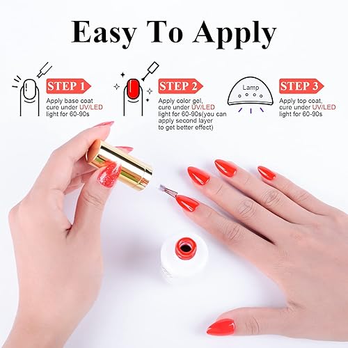 Miniatura 7 de Imtiti Esmalte de uñas de gel, 1 unidad de 0.5 onzas líquidas, esmalte de gel de color rojo escarlata, esmalte de uñas en gel para remojar LED UV V,