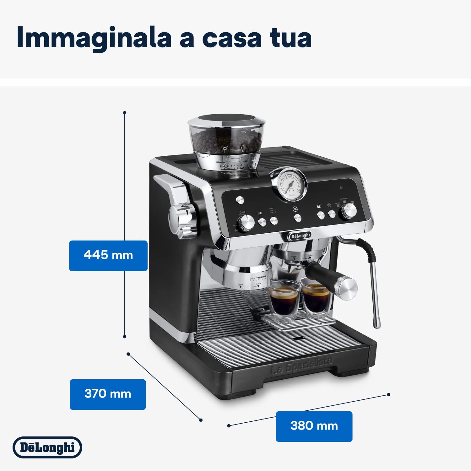 DeLonghi La Specialista Prestigio EC 9355.BM - Macchina per caffè espresso con macinino integrato e ugello professionale in schiuma di latte, 2 litri, nero