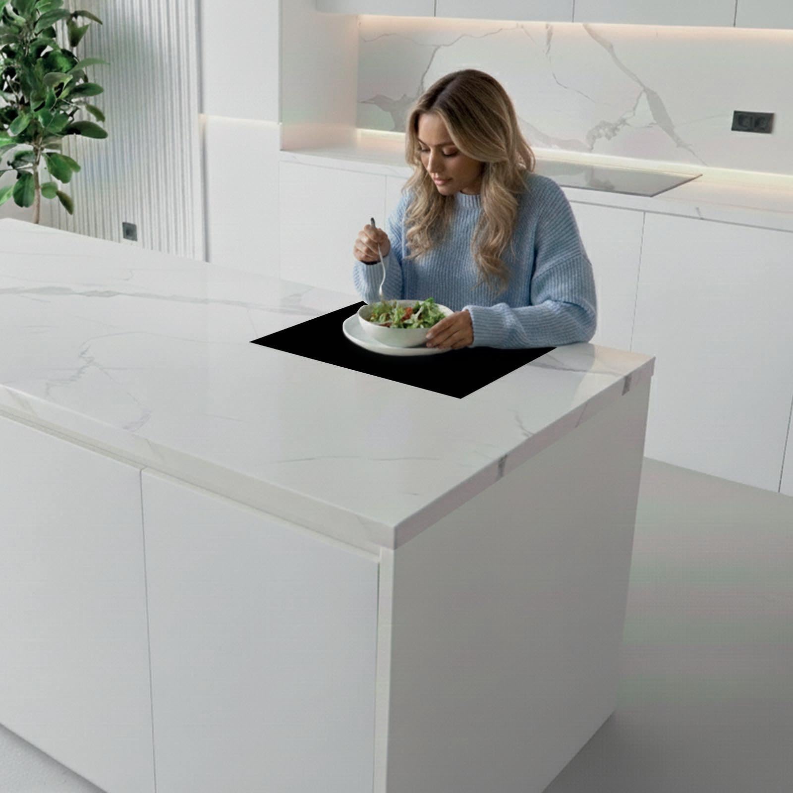 Herdabdeckung Glas Schwarz 1 Teilig 60x52 – Gehärtetes Glas Schneidebrett & Ceranfeld Abdeckplatte – Hochglanz & Blickdicht – Schutz für Induktion, Ceran