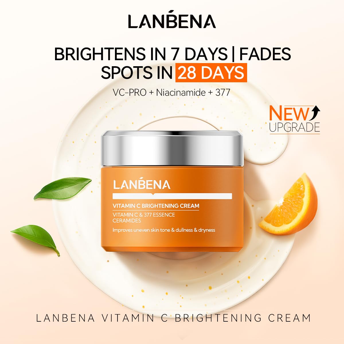 LANBENA Vitamin C Brightening Cream 1 Fl Oz - Face Moisturizer with Brightening & Anti-Aging Effects, Hydrating Formula for All Skin Tones, 30g - Image 2