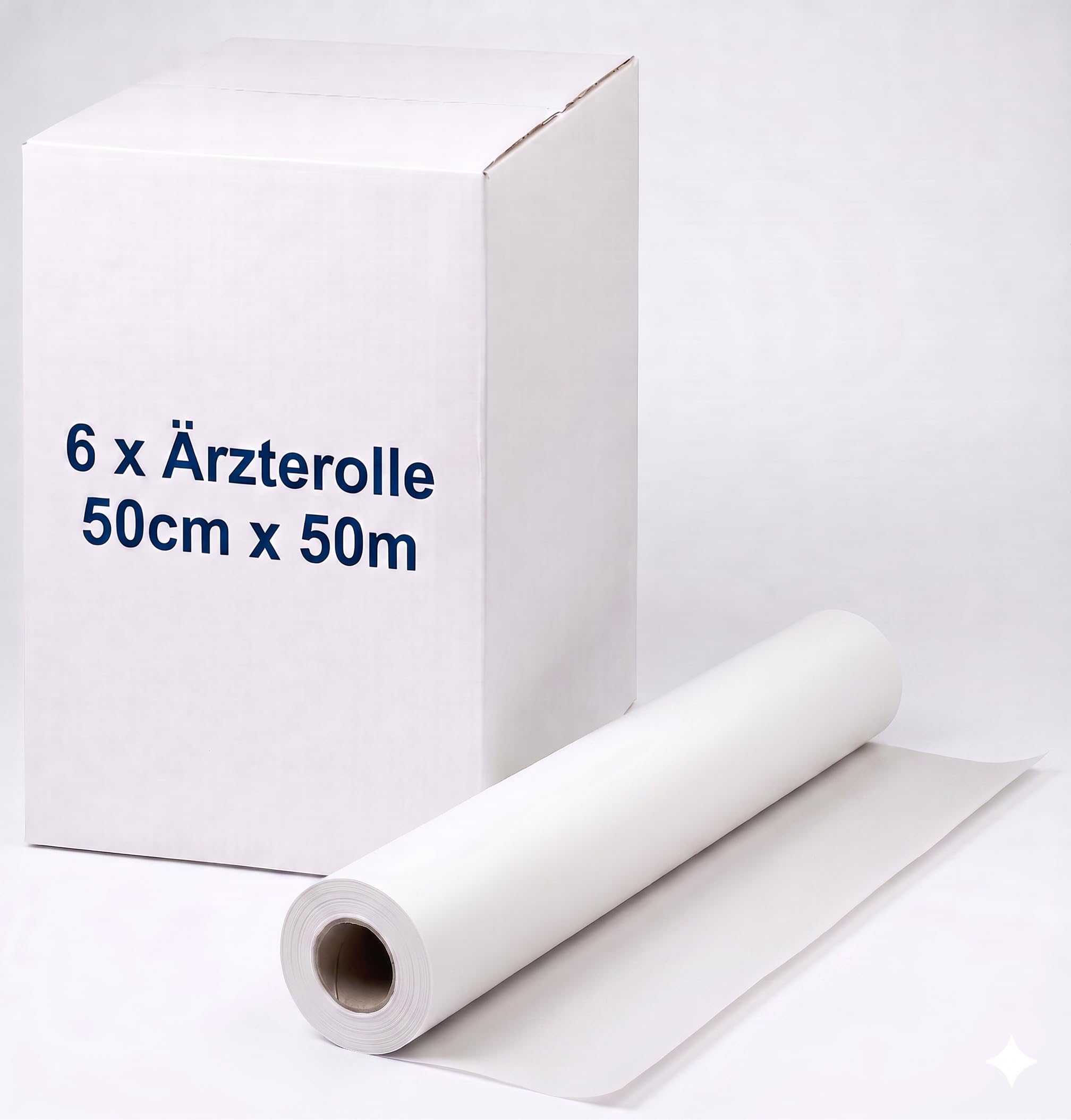 Ärztekrepp Ärzterolle 2-lagig | 6 Rollen | Größe 50cm x 50m | Perforierte Papierrolle | Liegenabdeckung | für Krankenhäuser, Praxen und Tattoostudios