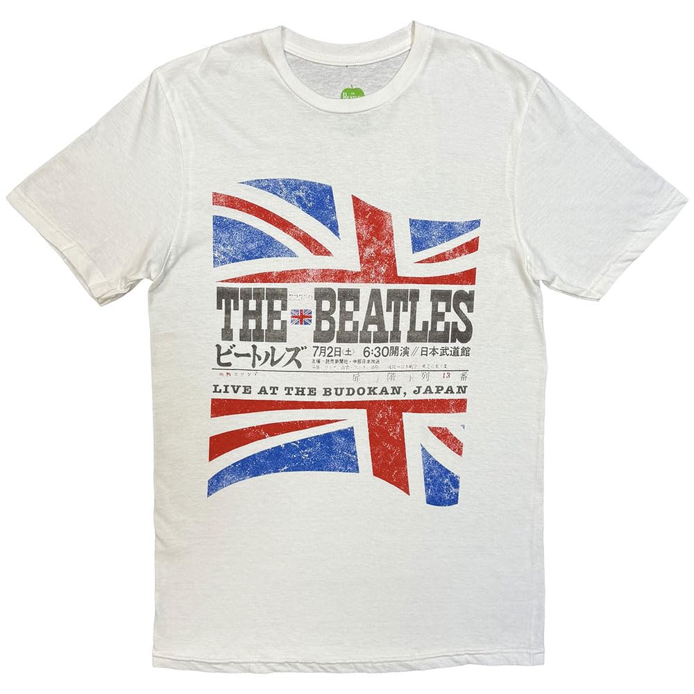 The Beatles Men's Budokan Set List T-Shirt, White, X-Large