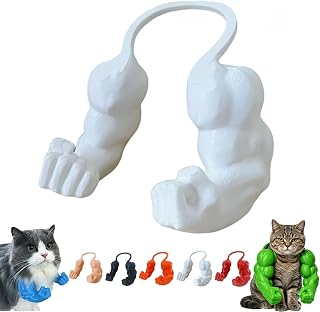 Cat Muscle Arms, Muscular Arms for Cats, 3D Printed Funny Cosplay Accessory for Cats and Small Dogs, Comfy Shoulder Attachment, Halloween Photo Shoot (White)