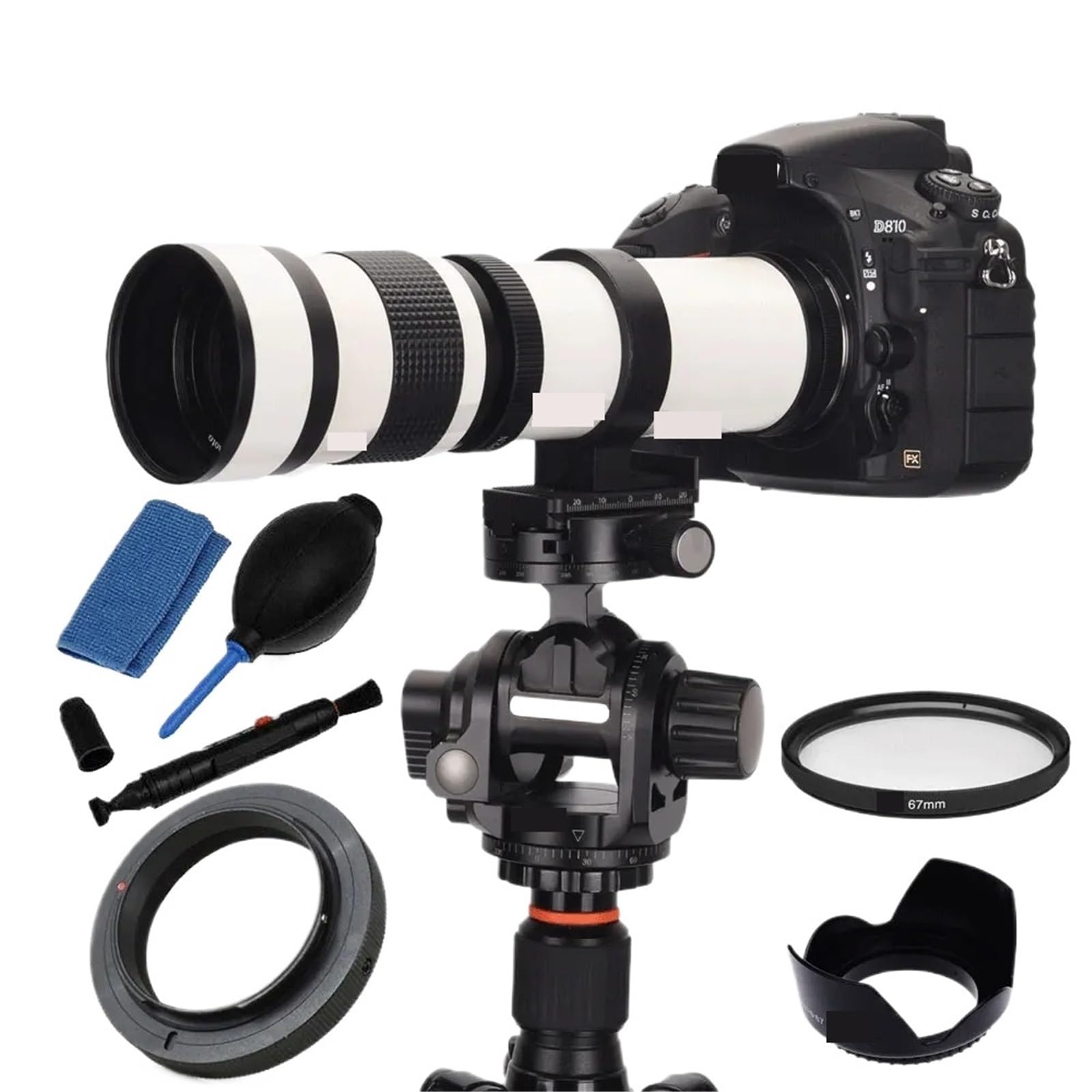 Compatible con Nikon DSLR 420-800 mm F8.3 Kit de Lentes de Zoom teleobjetivo Manual