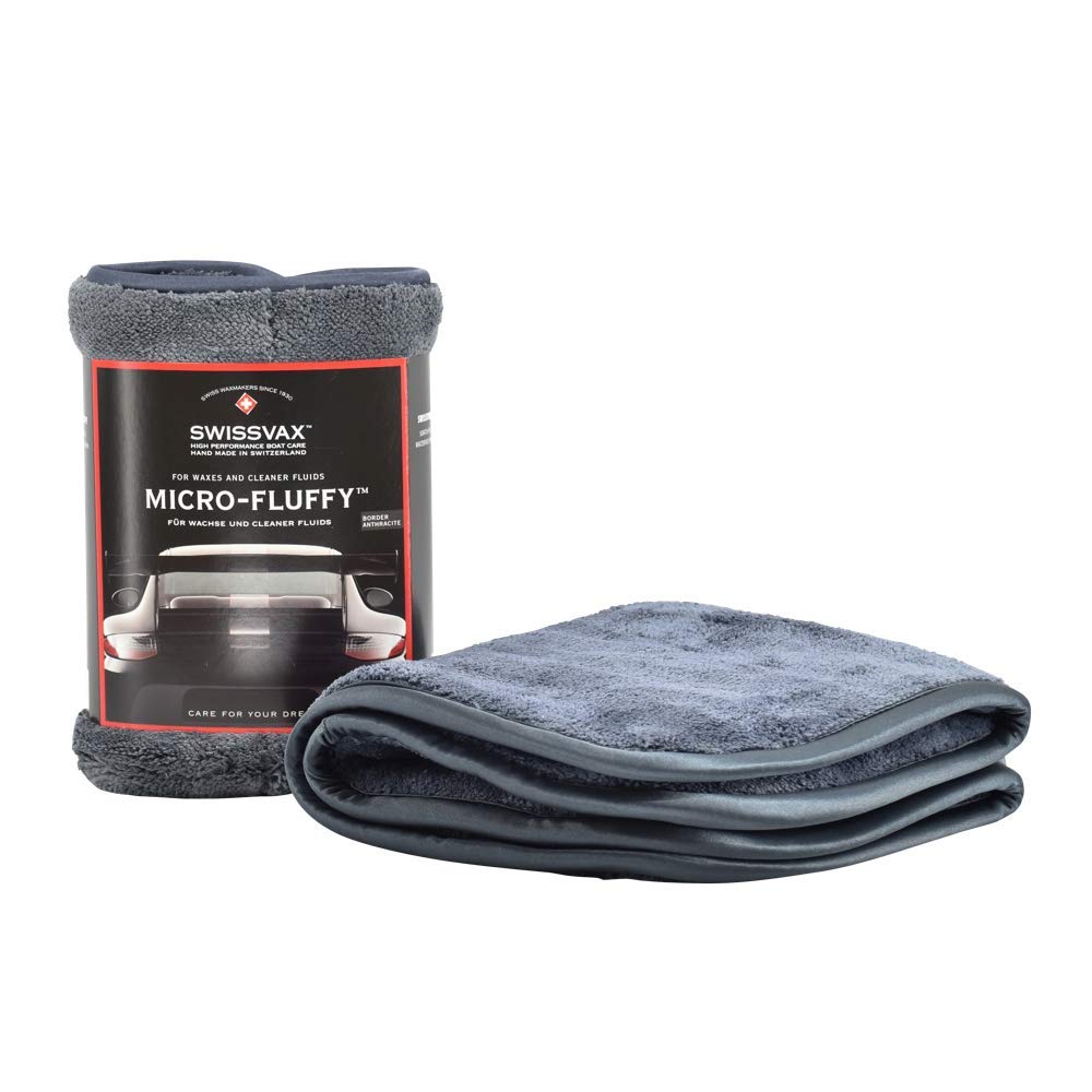SWISSVAX Micro-Fluffy Set Poliertuch (anthrazit) + Wachstuch (rot) ultraweich Doppelflausch 38x38cm