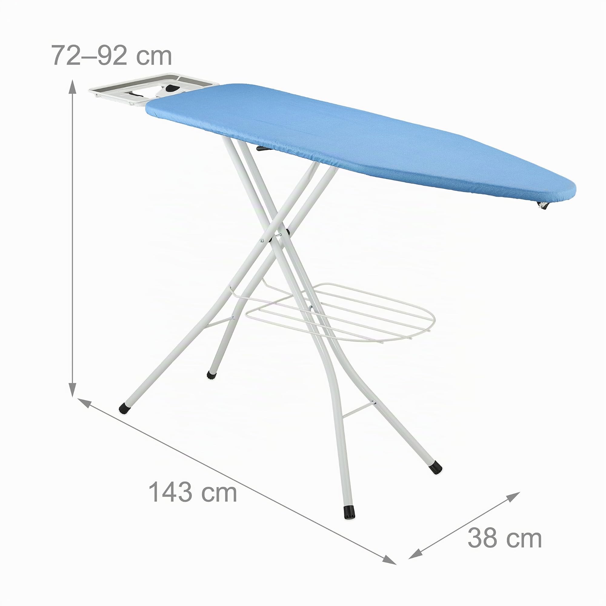 Relaxdays ASSE da Stiro Pieghevole, Tavolo Ferro a Vapore, Piano per Stirare Salvaspazio, 120x38 cm, Copriasse, Blu
