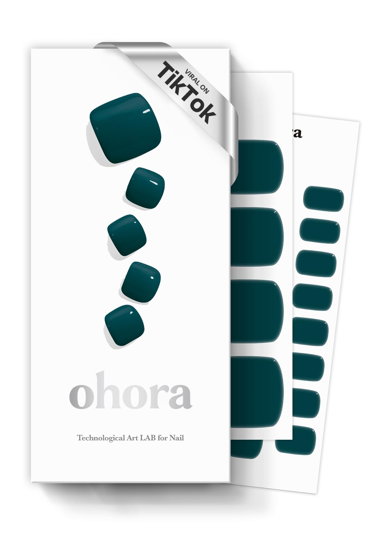 ohora Strisce per pedicure in gel semi-indurito 34 pezzi (P blu pavone) - Include 16 strisce in tinta unita, 14 fasce per accenti, 2 tamponi di preparazione, lima per unghie e bastoncino di legno