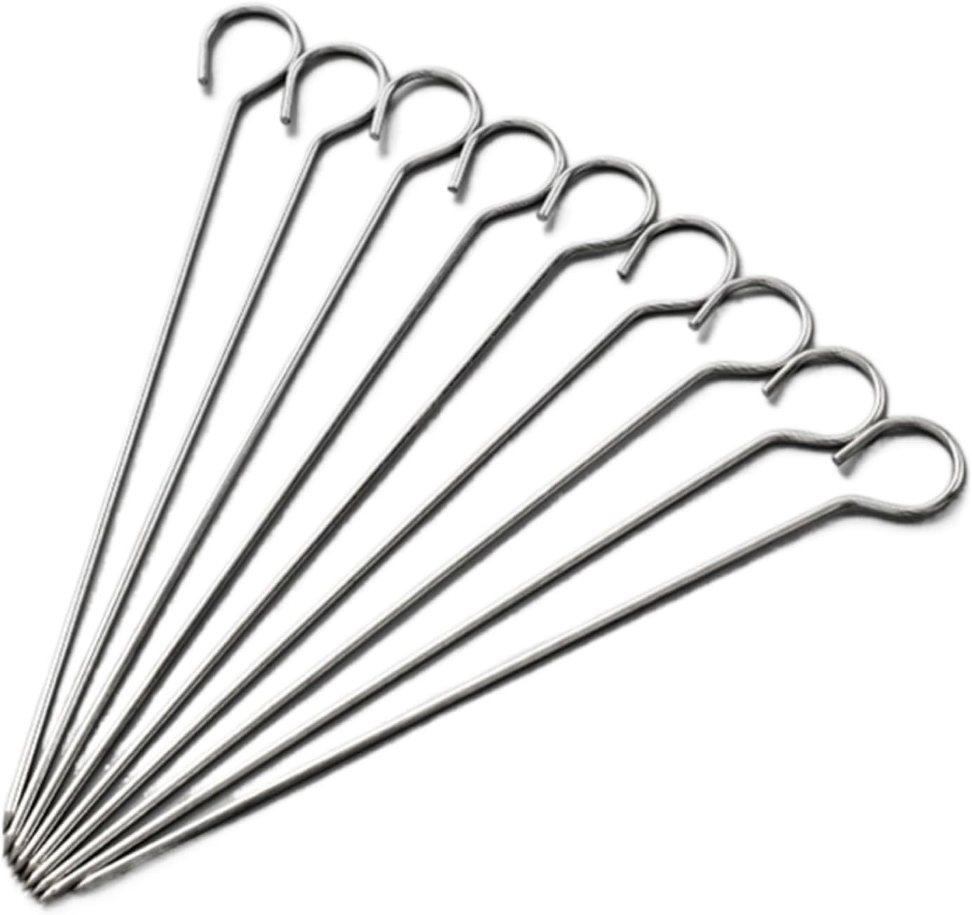 Stainless Steel Skewer Sticks, Reusable Grilling Skewers Set, Suspended, Easy to wear Meat, Anti-Slip, BBQ Accessories 30 pcs (Color : 60, Size : 15 * 0.23cm)