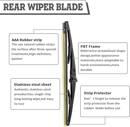 Miniatura 4 de HODEE Juego de 2 piezas de repuesto para Toyota FJ Cruiser 2007-2014, juego de limpiaparabrisas trasero, piezas de accesorios de limpiaparabrisas