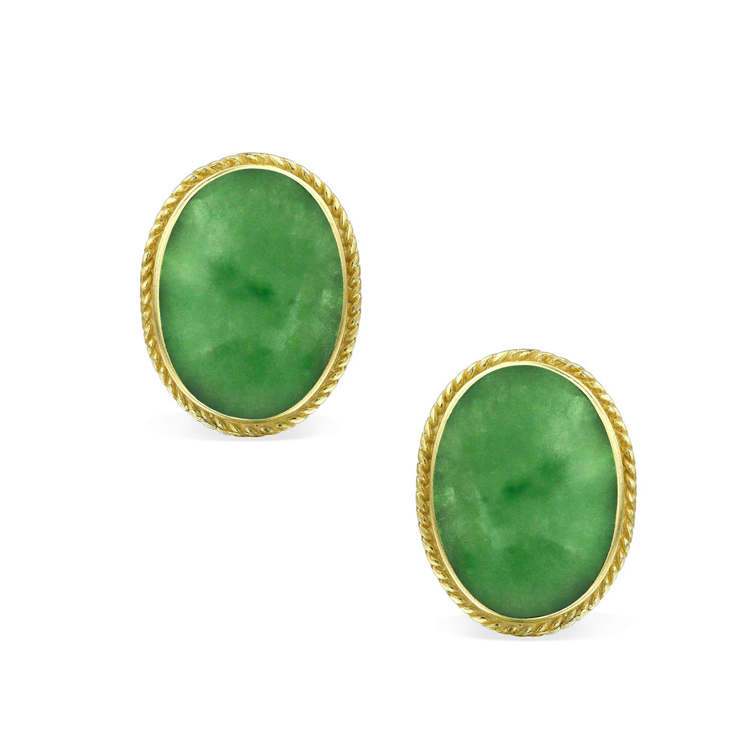 Boucles D'Oreilles Clip En Argent Sterling 14K Or Jaune 7Ct Cabochon Ovale Pierres Gemmes Ovales Cordes Câble Lunettes D'Argent Pour Femmes