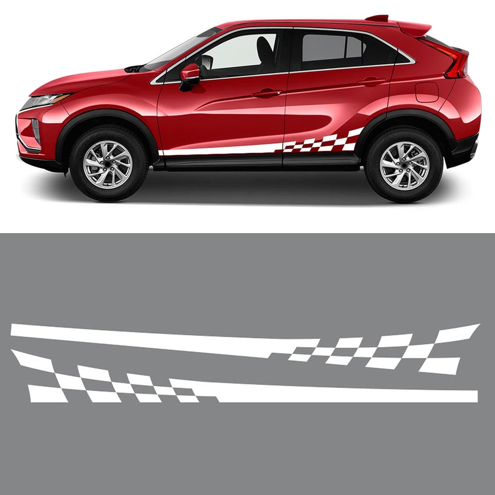 UNCLE LIAO Car Side Skirt For Mitsubishi Outlander Lancer EX Ralliart ASX Auto Car Door Sticker Side Step Skirt.,Red
